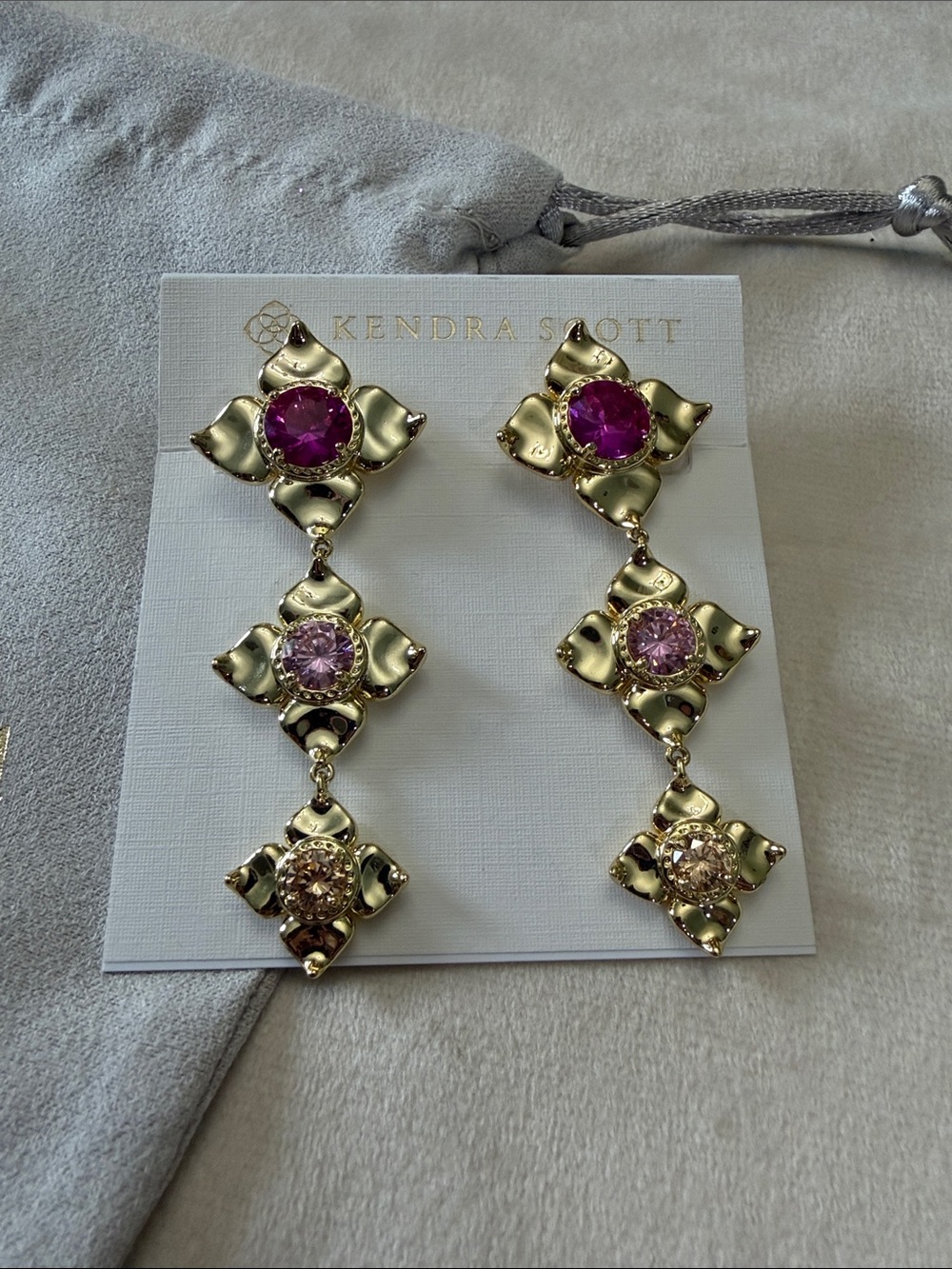 Kendra Scott 14K Gold Over Brass Statement Earrings in Pink